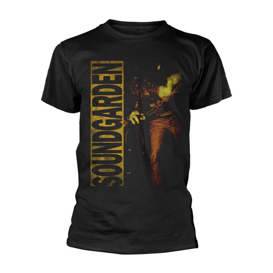 Black Soundgarden t-shirt with band name and guitarist image.