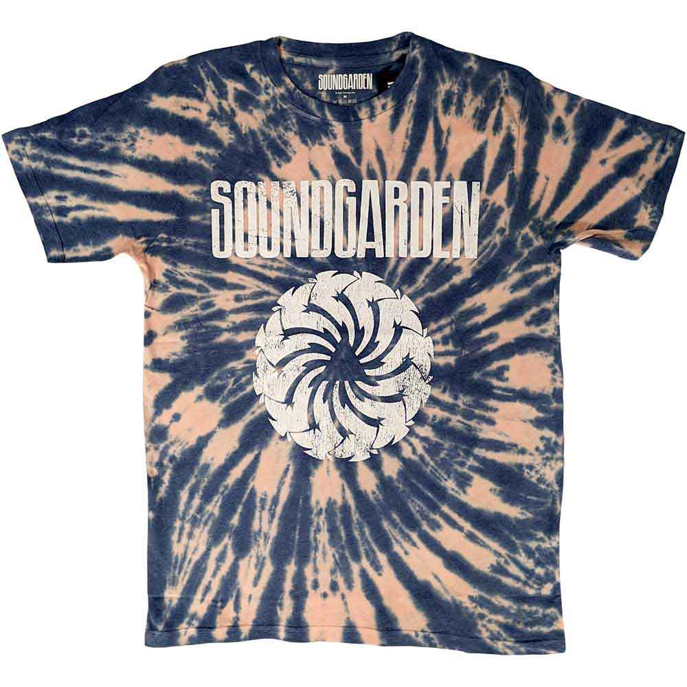 Black unisex t-shirt featuring a white Soundgarden logo with a distressed swirl design.