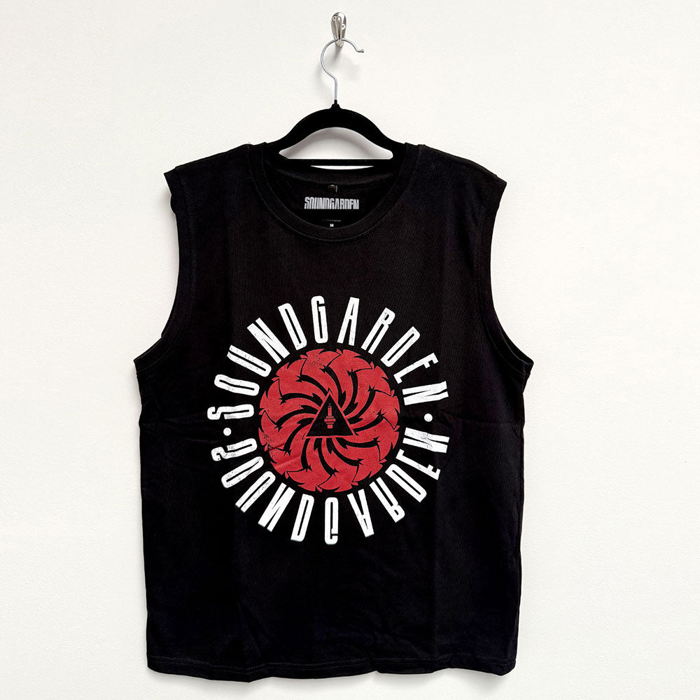 Black tank top featuring Soundgarden’s circular logo, size XX-Large.