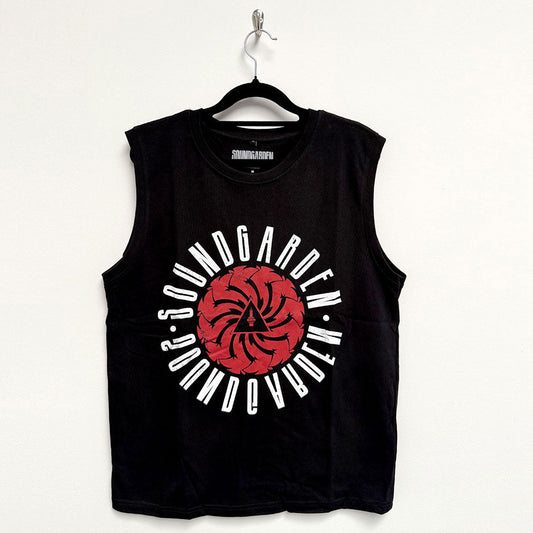 Black tank top featuring Soundgarden’s circular logo, size XX-Large.