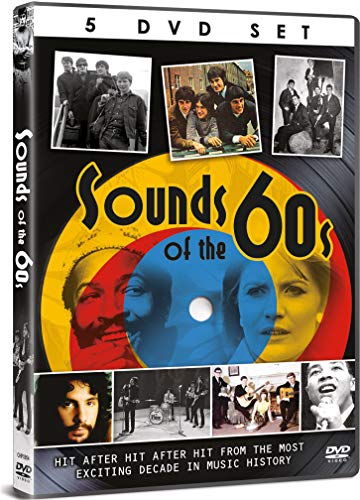 DVD cover for Sounds of the 60s featuring vintage musical artist photographs and text.