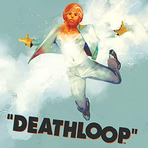 Deathloop vinyl album cover featuring a figure leaping in a painted style.