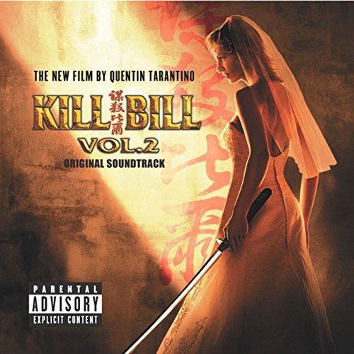 "Kill Bill Vol. 2" vinyl soundtrack cover featuring a woman holding a sword.