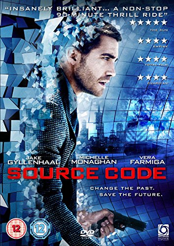DVD cover for "Source Code" featuring Jake Gyllenhaal and digital effects.