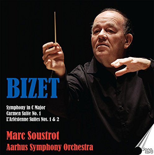 CD cover featuring conductor Marc Soustrot and text listing Bizet compositions.