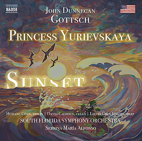 "Album cover featuring a colorful sunset scene with waves and birds in flight."