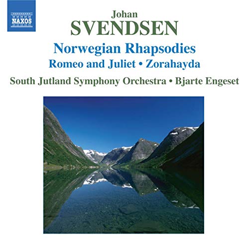 CD cover for Svendsen’s “Norwegian Rhapsodies” featuring a mountain landscape.