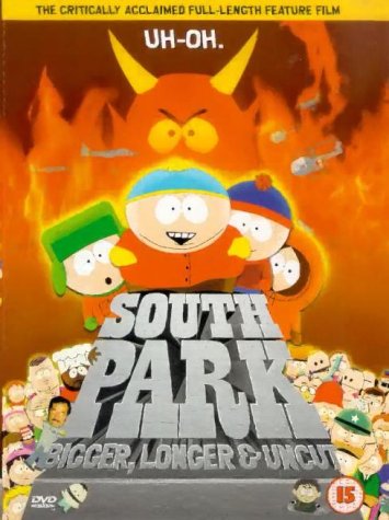 South Park movie DVD cover featuring Cartman, Stan, Kyle, and Kenny.