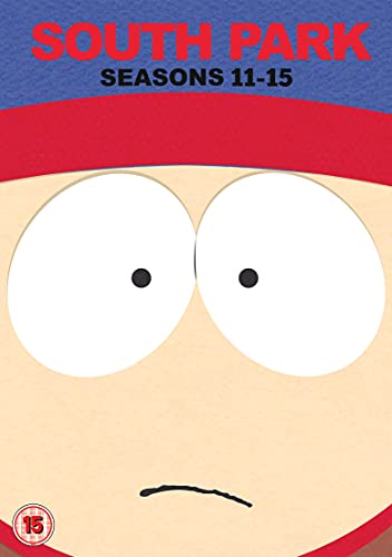 DVD cover for South Park Seasons 11-15, featuring Cartman’s face.