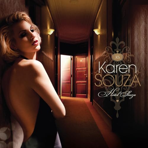 CD cover for Karen Souza’s “Hotel Souza” featuring a woman and hallway.
