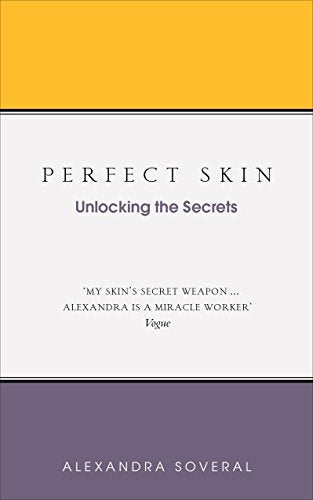 Book cover: "Perfect Skin" by Alexandra Soveral, with white and purple bands.