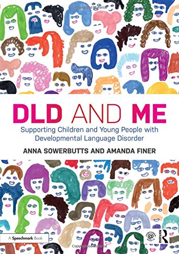 Book cover with colorful, childlike drawings of faces and the title "DLD and Me".