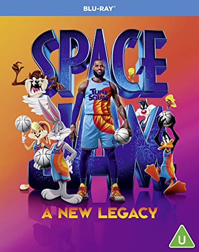 “Space Jam: A New Legacy” Blu-ray cover featuring LeBron James and Looney Tunes characters.