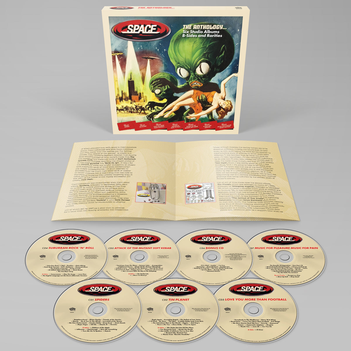 7CD anthology of the band Space, featuring retro sci-fi artwork.
