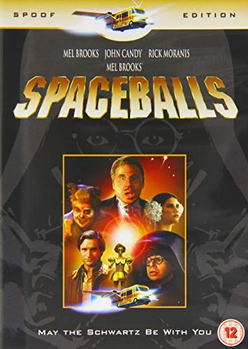 Spaceballs DVD cover featuring characters and a spaceship in a painted scene.