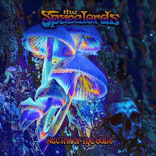CD cover for “Nectar Of The Gods” featuring glowing mushrooms and a skull.