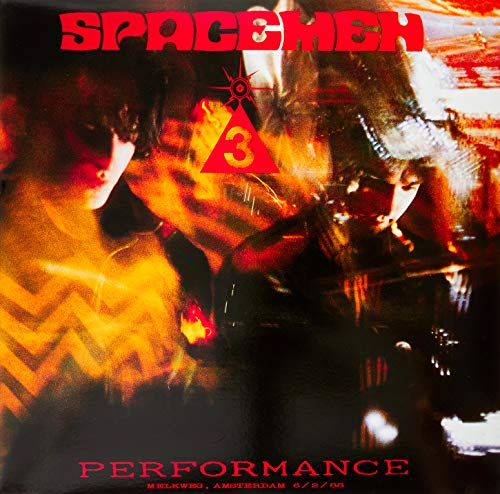 Spacemen 3 album "Performance" vinyl cover, red and orange abstract imagery.