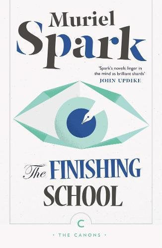 Book cover for The Finishing School by Muriel Spark featuring a stylized eye illustration.