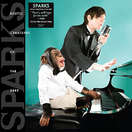 Sparks album cover featuring a man with a chimpanzee at a piano.