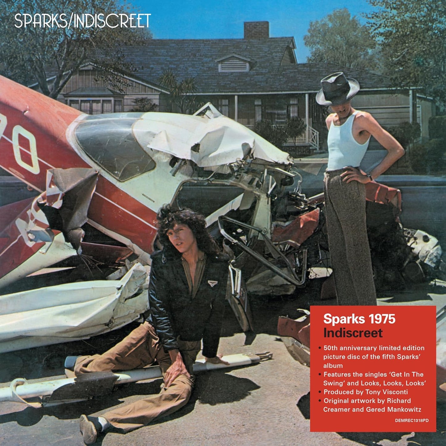 Sparks’ “Indiscreet” 50th anniversary picture disc vinyl album cover.