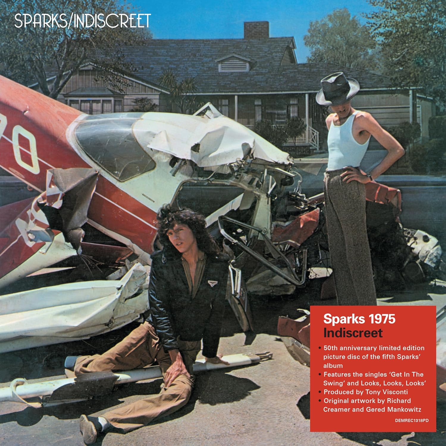 Sparks’ “Indiscreet” 50th anniversary picture disc vinyl album cover.