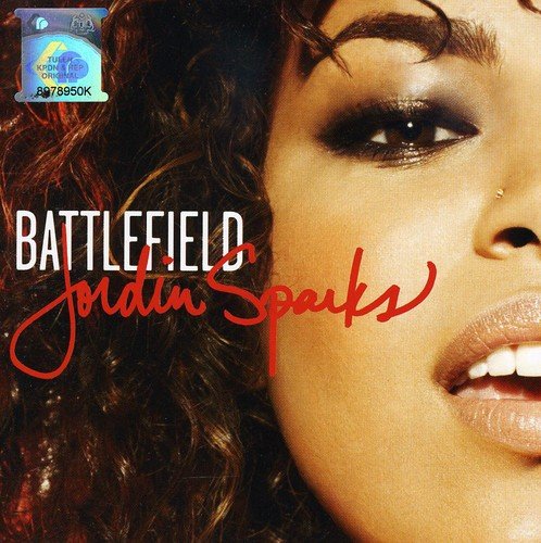 CD cover for Jordin Sparks’ “Battlefield” album, close-up portrait.