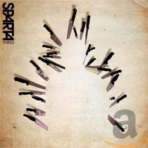 CD cover for Sparta's "Threes" featuring a circular arrangement of knives.