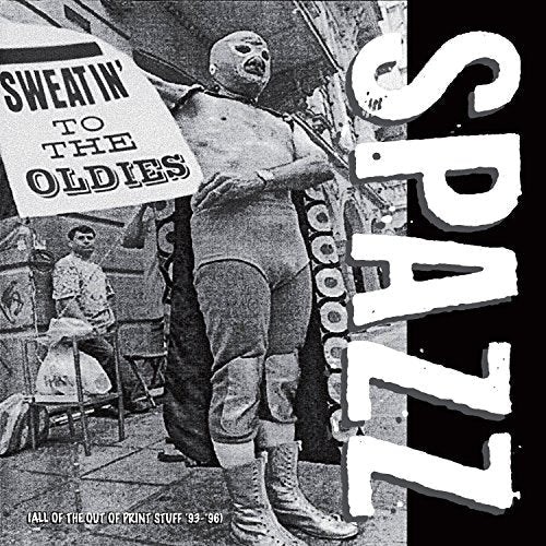Black and white CD cover featuring a wrestler holding a sign.