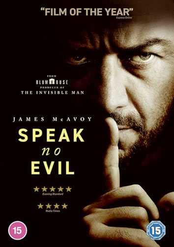 DVD cover for "Speak No Evil" featuring a man with a finger to his lips.