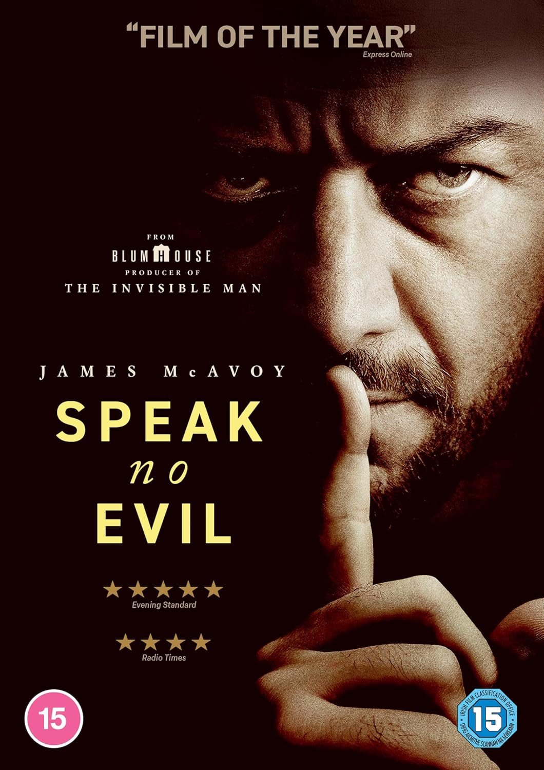 DVD cover for "Speak No Evil" featuring a distressed man's face.