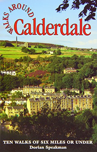 Book cover depicting a hillside townscape and walking trails in Calderdale.