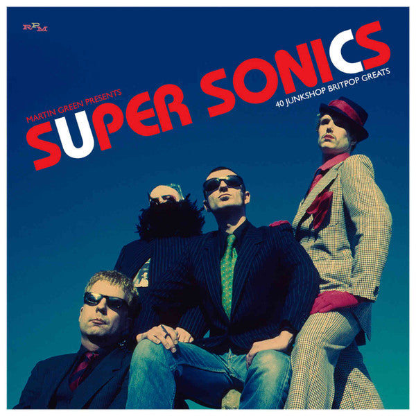 CD cover featuring three men in suits and sunglasses against a blue background.