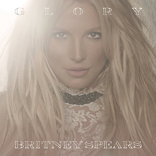 Britney Spears’ “Glory” album cover, close-up portrait with blonde hair.