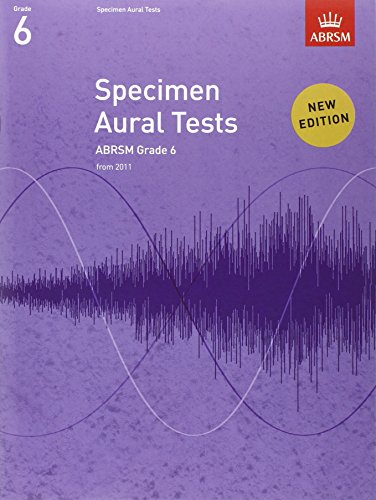 Purple ABRSM Grade 6 Specimen Aural Tests book cover with sound wave graphic.