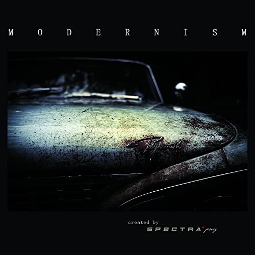 CD cover: rusted classic car hood in dark, moody lighting.