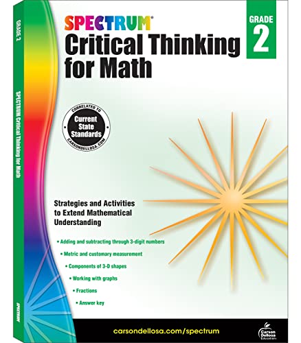 Spectrum Critical Thinking for Math, Grade 2 workbook cover with starburst.
