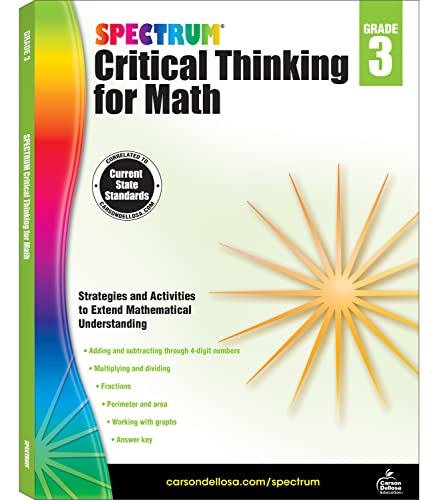 Spectrum Critical Thinking for Math Grade 3 workbook cover with a colorful side border.