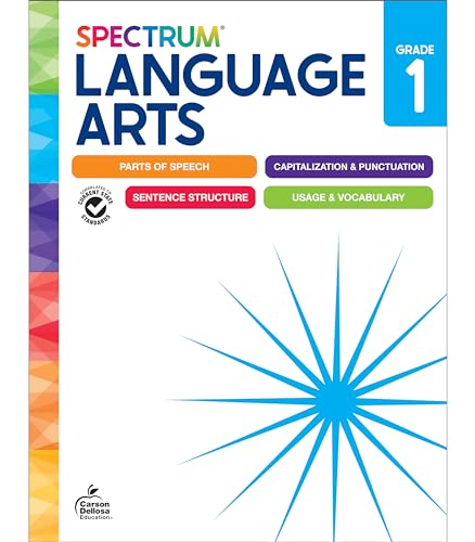 Spectrum Language Arts workbook for first grade, colorful cover design.
