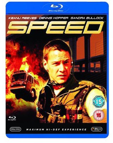 Speed" Blu-ray cover featuring Keanu Reeves and a burning bus.