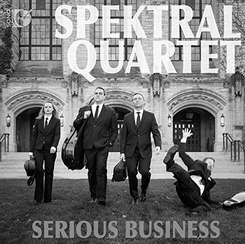 Blu-ray cover for "Serious Business" featuring four people in suits.
