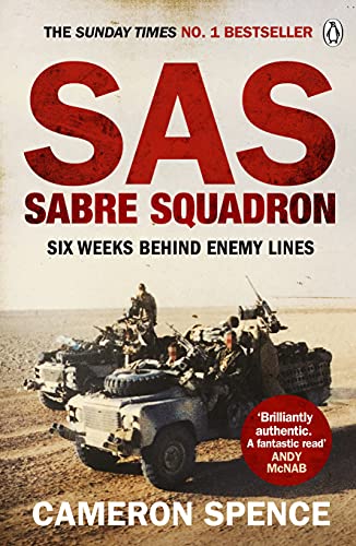 Book cover: "Sabre Squadron" depicting military vehicles in a desert landscape.