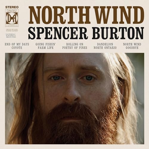 Album cover for Spencer Burton’s “North Wind” featuring a portrait of a bearded man.