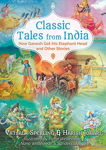 Book cover with colorful illustrations of Hindu deities and scenes.