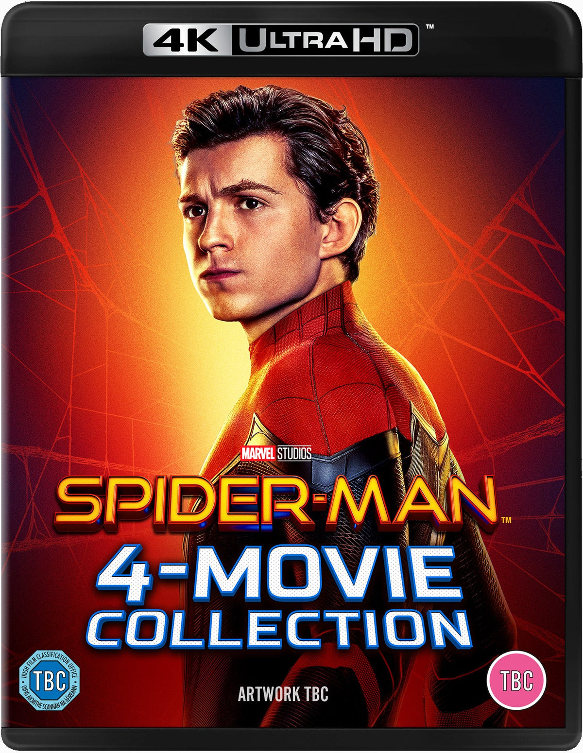 Spider-Man 4-Movie Collection UHD Blu-ray cover featuring Tom Holland as Spider-Man.