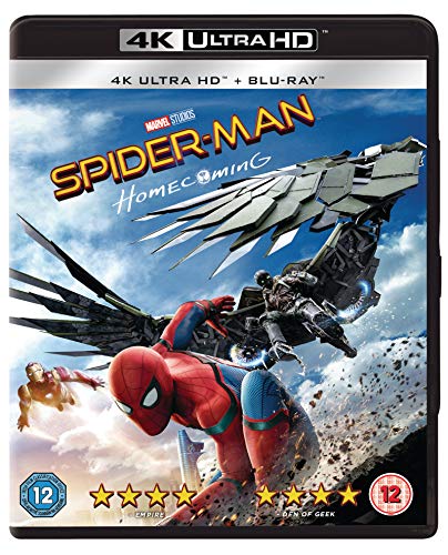 Spider-Man Homecoming Blu-ray cover featuring Spider-Man and the Vulture in flight.