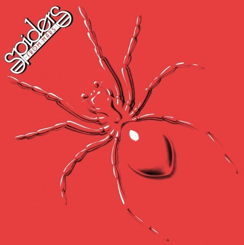 Red album cover with a large, shiny spider and "Spiders from Mars" text.