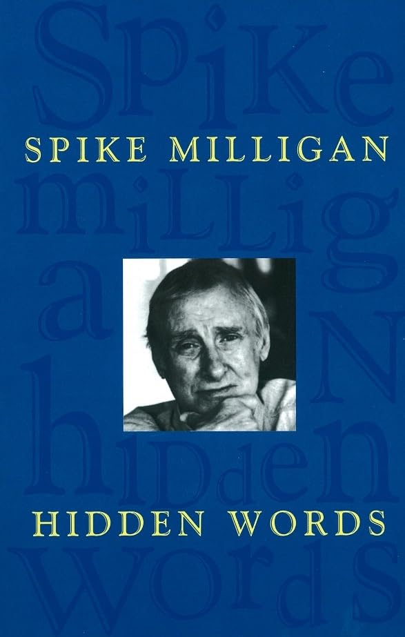 Book cover: portrait of Spike Milligan with repeating text elements.