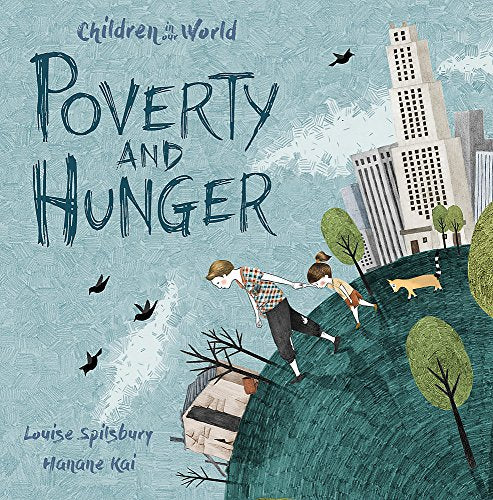 Book cover depicting children and a city, illustrating poverty and hunger.