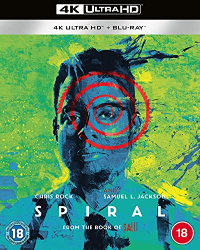 Spiral 4K Blu-ray cover featuring a distressed portrait with red spiral overlay.