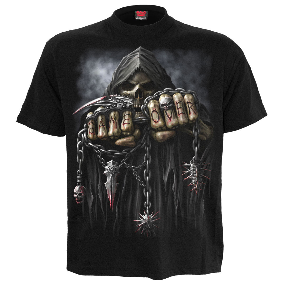 Black t-shirt with a grim reaper graphic and “GAME OVER” text.